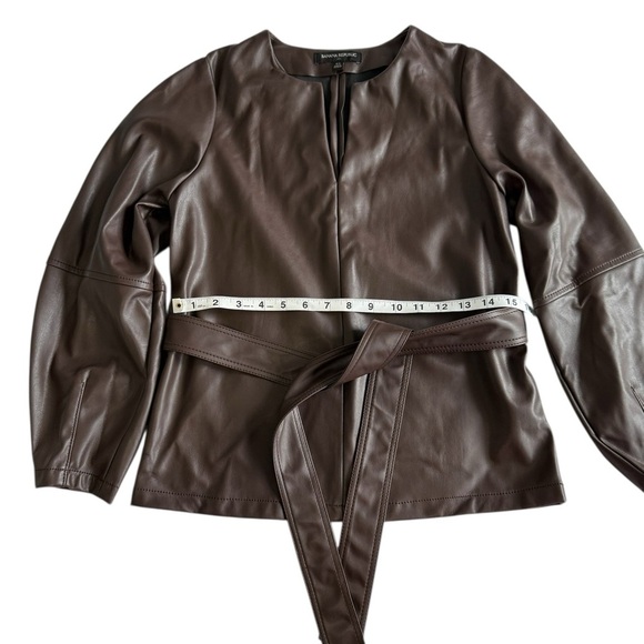 Banana Republic Vegan Leather Tunic Top Belted Chocolate Faux Leather XS NWOT - Picture 7 of 9
